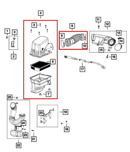 14-18 Jeep Cherokee 75th Anniversary 3.2L Air Intake Cleaner w/ Air Hose *ReaD* - Alshned Auto Parts