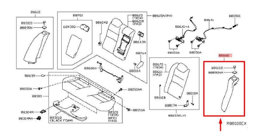 19-20 Nissan Altima SL Rear LH Side 2nd Row Seat Bolster 88660-6CC0A OEM *ReaD* - Alshned Auto Parts