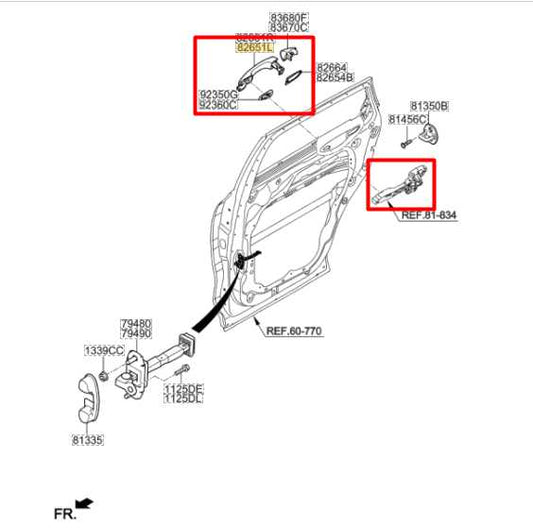 15-20 Kia Sorento LX 3.3L FWD Rear Driver Left Side Door Exterior Handle *ReaD* - Alshned Auto Parts