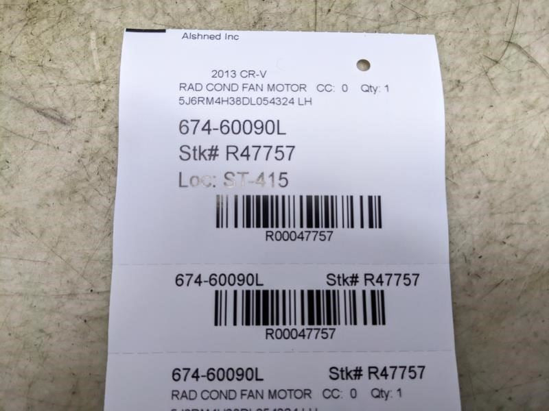 2012-2014 Honda CR-V Left Radiator Cooling Fan Motor Assembly 19015-R5A-A01 OEM - Alshned Auto Parts
