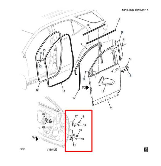 18-24 Chevrolet Equinox LT Front LH Side Door Hinge Upper and Lower Set 13583618 - Alshned Auto Parts