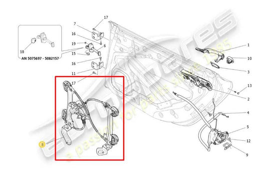 14-17 Maserati Ghibli S Q4 Rear Right Side Door Power Window Regulator w/ Motor - Alshned Auto Parts