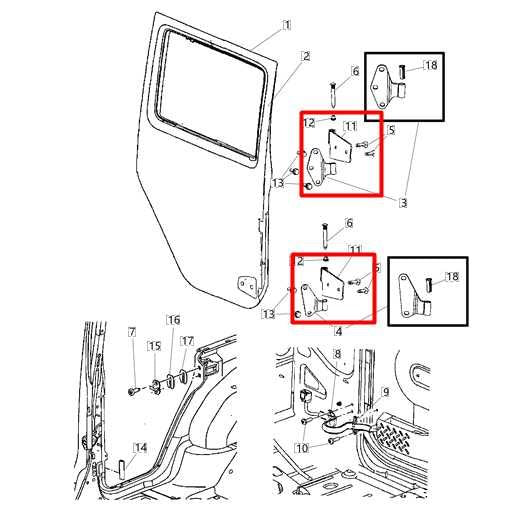 07-18 Jeep Wrangler Sahara Rear Right Door Hinge Upper and Lower Set 55395384AH - Alshned Auto Parts
