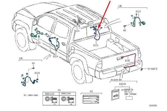 2016-2023 Toyota Tacoma Limited Rear Right Side Door Wire Harness 82153-04130 - Alshned Auto Parts