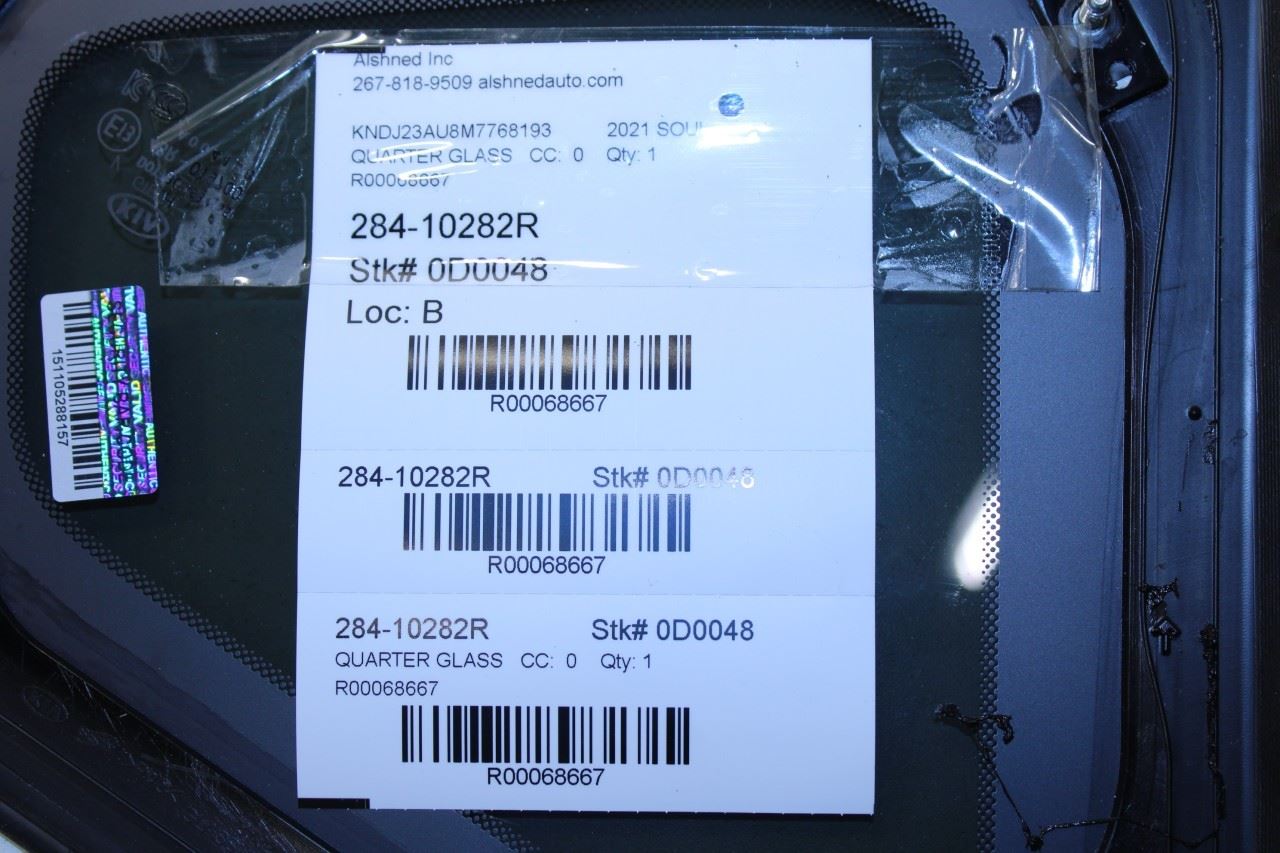 2020-2025 KIA Soul LX Rear Right Passenger Side Quarter Window Glass 87820-K0000 - Alshned Auto Parts