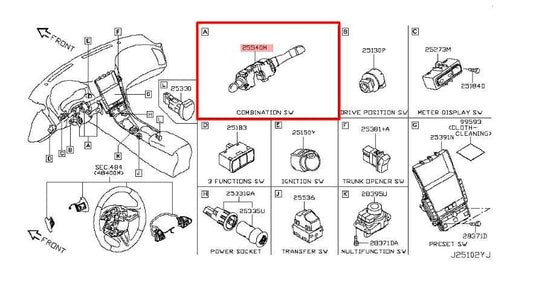 14-23 Infiniti Q50 Luxe Steering Column Turn Signal Wiper Switch 25560-4GA7A OEM - Alshned Auto Parts