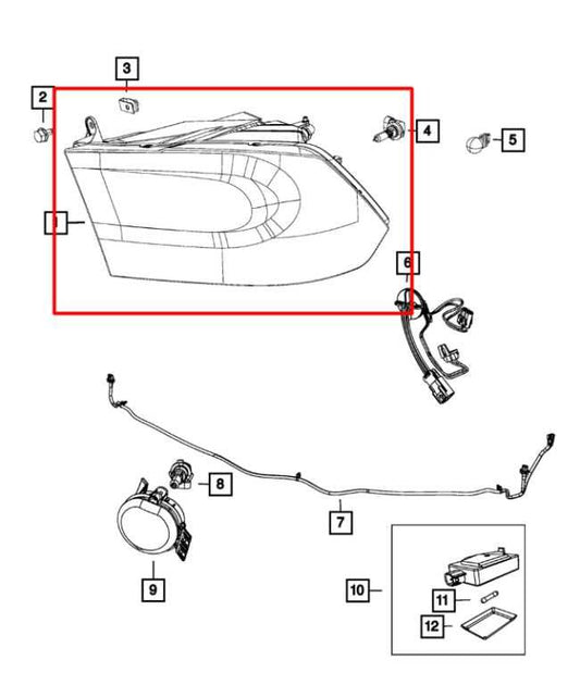 2013-15 Ram 1500 Laramie Crew Cab 5.7L Front Passenger Right Side Headlight Lamp - Alshned Auto Parts