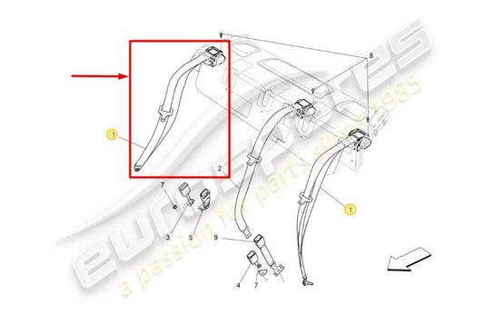 2014-20 Maserati Ghibli Rear RH Passenger Side Seat Belt Retractor 627041600 OEM - Alshned Auto Parts