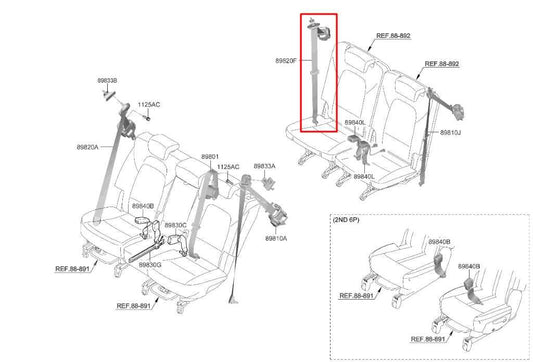 21-23 Kia Sorento X-Line SX Prestige Rear Right Side 3rd Row Seat Belt Retractor - Alshned Auto Parts