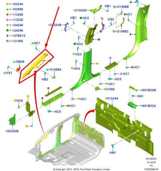 2018-20 Ford F150 Front Right Windshield A-Pillar Trim Molding JL3B-15025A82-AE - Alshned Auto Parts