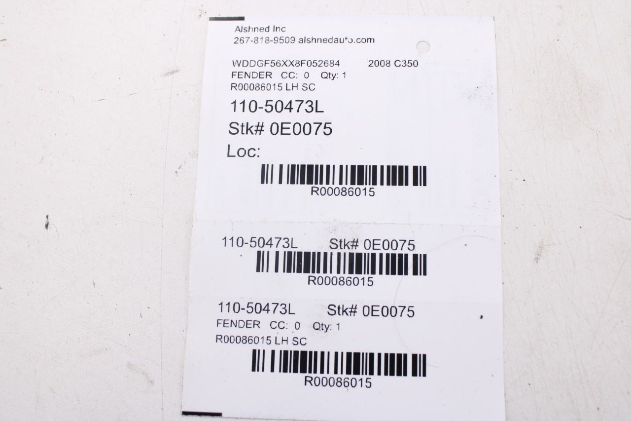 2008-2015 Mercedes-Benz C350 Sport Front Left Side Fender Panel 2048801318 OEM - Alshned Auto Parts