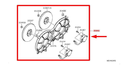 09-14 Nissan Maxima SV 3.5L Dual Radiator Cooling Fan Motor Assy 21481-ZY70A OEM - Alshned Auto Parts