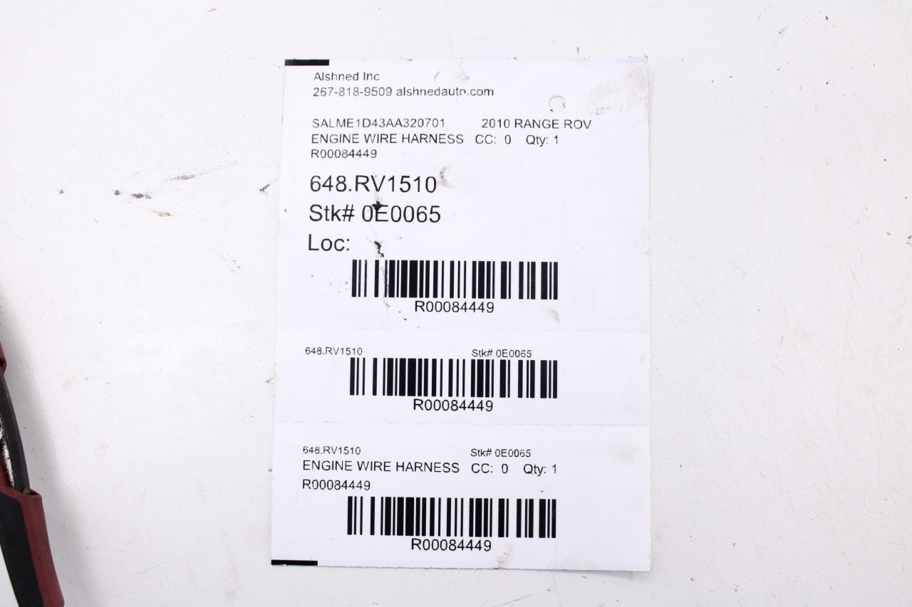 2010-2012 Land Rover Range Rover HSE 5.0L Engine Wire Harness Non Supercharged12