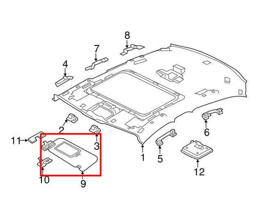 18-20 Jaguar XE R-Dynamic S Front LH Sun Visor w/ Illuminated Mirror T2H4268PVJ - Alshned Auto Parts