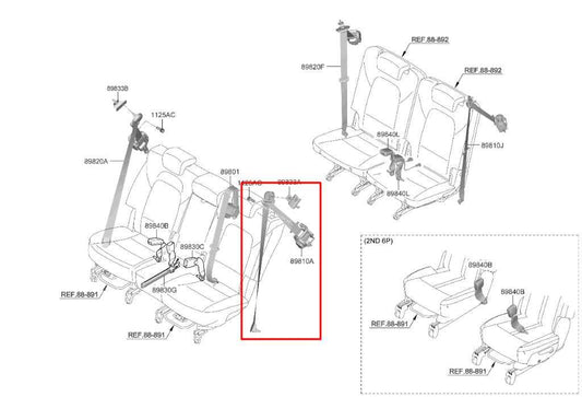 21-23 Kia Sorento X-Line SX Prestige Rear Left Side 2nd Row Seat Belt Retractor - Alshned Auto Parts