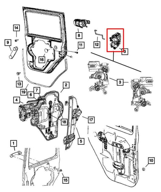 2009-18 Jeep Wrangler Sahara Rear RH Side Door Lock Latch Actuator 4589048AL OEM - Alshned Auto Parts