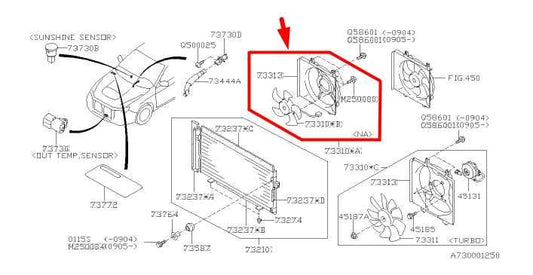 2009-13 Subaru Forester 2.5L RH Condenser Cooling Fan Motor Assy 73310AG001 OEM - Alshned Auto Parts