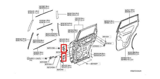 2015-20 Infiniti QX60 Rear Right Side Door Hinge Upper and Lower 82400-9AM0A OEM - Alshned Auto Parts