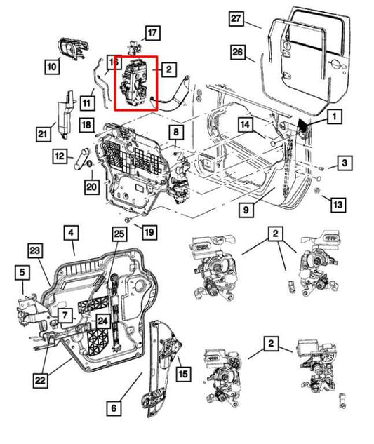 2009-2018 Jeep Wrangler Sahara Front Left Door Lock Latch Actuator 4589277AL OEM - Alshned Auto Parts