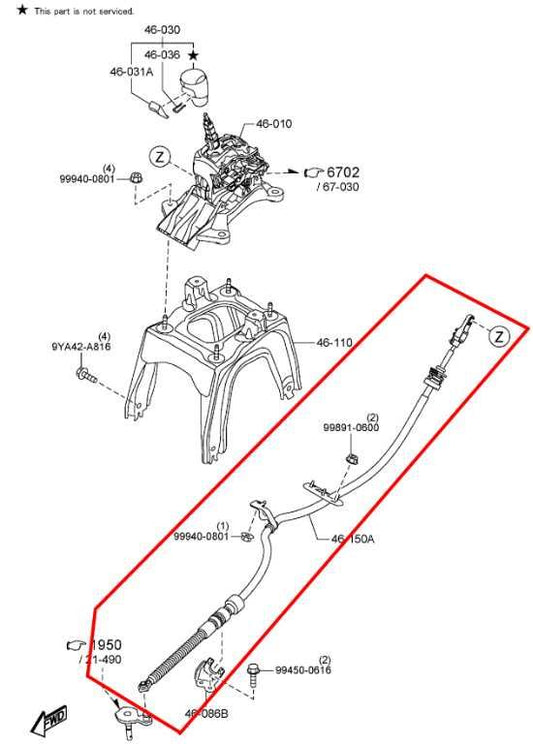 16-23 Mazda CX-9 Grand Touring Auto Transmission Gear Shift Lever Control Cable - Alshned Auto Parts