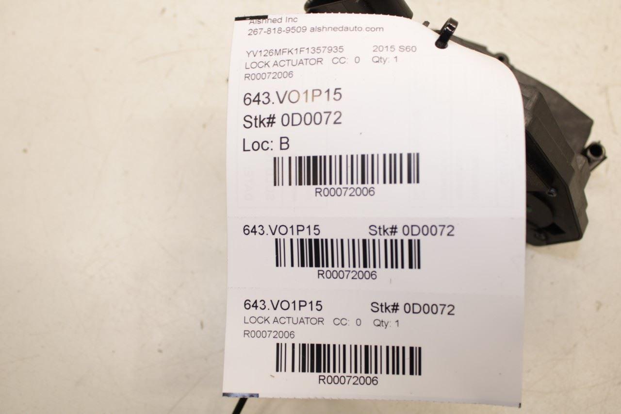 2015-18 Volvo S60 T5 Premier Front Right Side Door Lock Latch Actuator 31349860 - Alshned Auto Parts