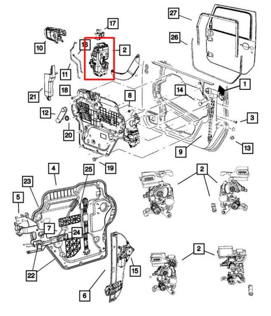 2009-18 Jeep Wrangler Sahara Front Right Door Lock Latch Actuator 4589276AL OEM - Alshned Auto Parts