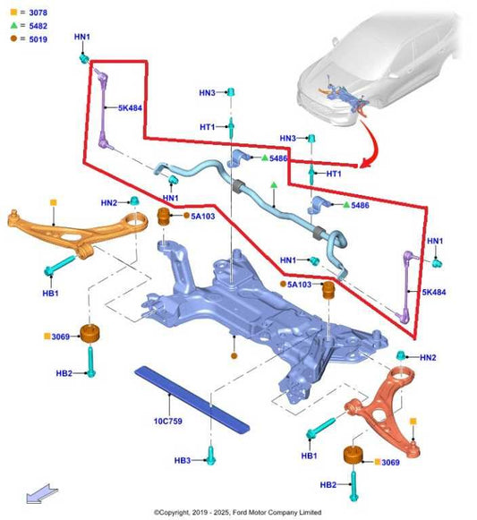 20-25 Ford Escape SEL AWD Front Stabilizer Sway Anti-Roll Bar LX61-5482-ANA OEM - Alshned Auto Parts