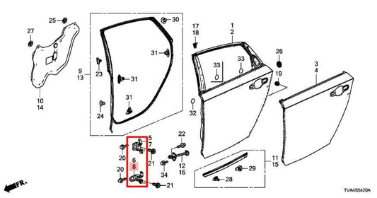 18-24 Honda Accord Rear Left Door Hinge Upper and Lower Pair 67950-TVA-A01ZZ OEM - Alshned Auto Parts