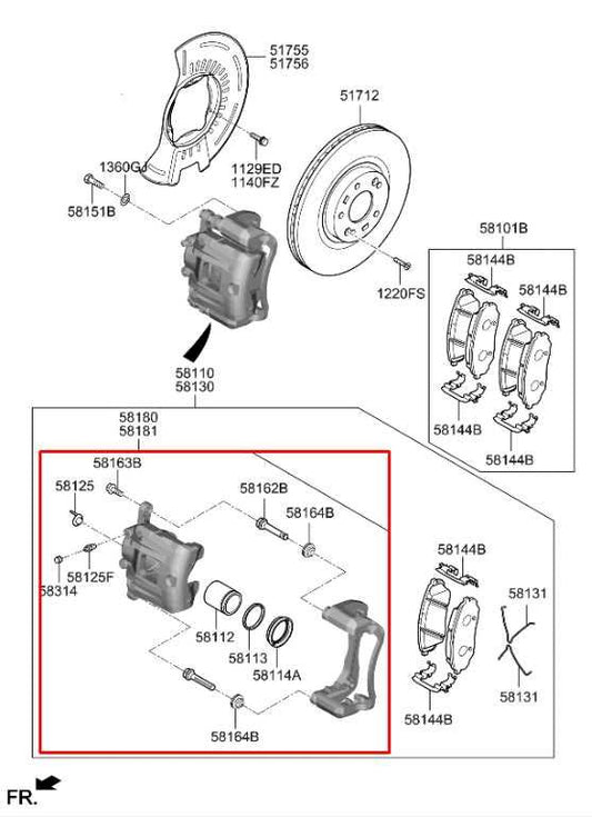 2016-20 Kia Sorento LX Front Right Passenger Side Brake Disc Caliper 58190-C6A00 - Alshned Auto Parts