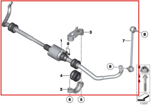 2010-2015 BMW 750Li xDrive 4.4L AWD Front Stabilizer Sway Anti-Roll Bar w/ Link - Alshned Auto Parts