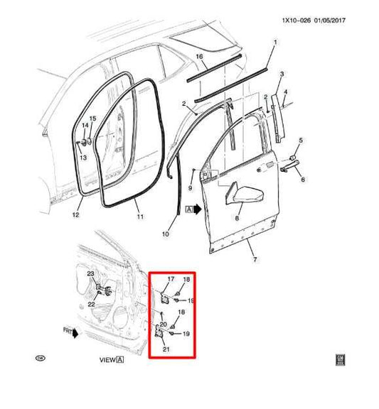 18-24 Chevrolet Equinox LT Front RH Door Hinge Upper and Lower Set 13583613 OEM - Alshned Auto Parts