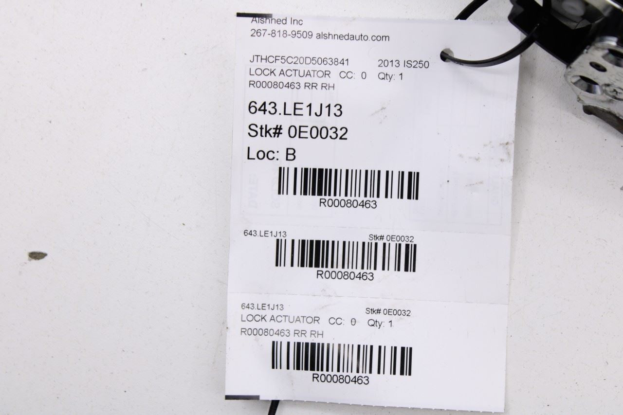 2006-2013 Lexus IS250 Rear Right Side Door Lock Latch Actuator 69050-53051 OEM - Alshned Auto Parts