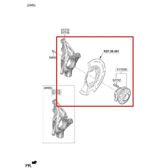 2019-2020 Hyundai Santa Fe Limited FWD Front RH Spindle Knuckle Hub 51711-S1000 - Alshned Auto Parts