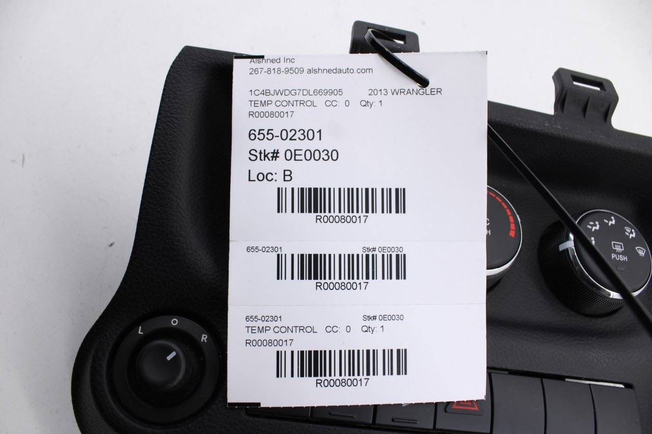 2011-13 Jeep Wrangler Unlimited Sport Front AC Heat Temperature Climate Control - Alshned Auto Parts
