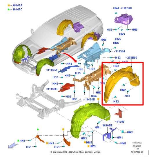 20-25 Ford Explorer RR RH Quarter Wheelhouse Liner Splash Shield MB5Z-78278B50-A - Alshned Auto Parts