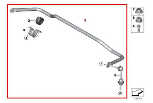 2014-2018 BMW X5 xDrive35i 3.0L AWD Rear Stabilizer Sway Anti-Roll Bar w/ Link - Alshned Auto Parts