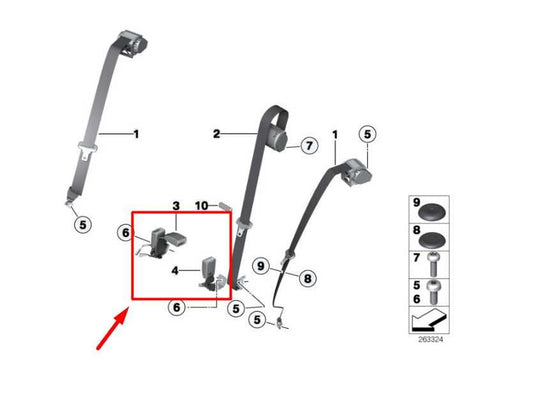 2015-16 BMW 435i Rear Center RH and LH 2nd Row Seat Belt Buckle Set 72117375445 - Alshned Auto Parts