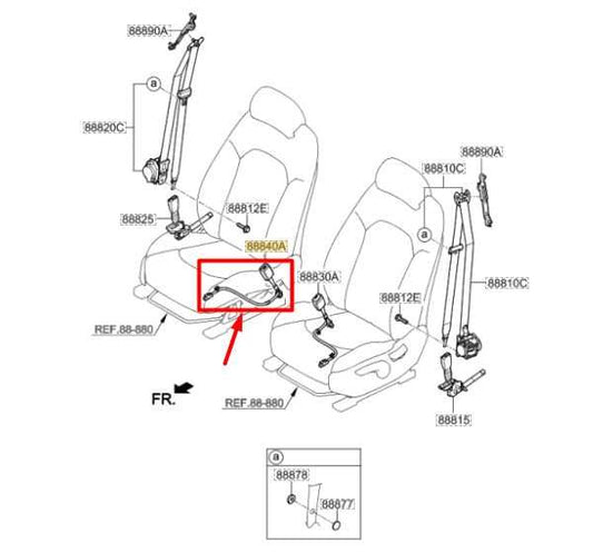 2015-2019 Hyundai Sonata Front Right Side Seat Belt Buckle 88840-C2000-TRY OEM - Alshned Auto Parts