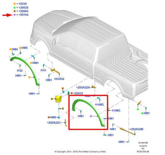 15-20 Ford F150 Super Cab Lariat Rear LH Fender Wheel Arch Flare Molding *ReaD* - Alshned Auto Parts