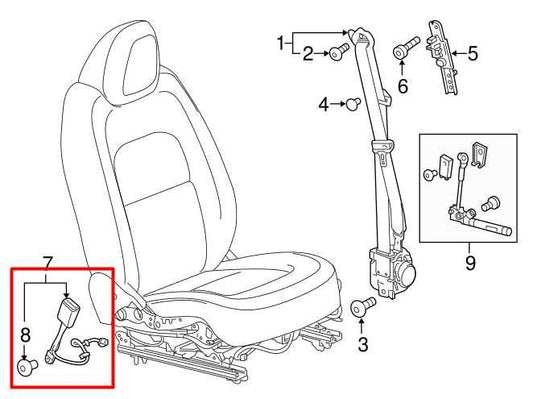 2015-2022 GMC Canyon Front Right Passenger Side Seat Belt Buckle 84583939 OEM - Alshned Auto Parts