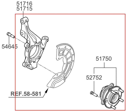 21-24 Kia K5 GT-Line Front Right Passenger Side Spindle Knuckle Hub 51711-L0500 - Alshned Auto Parts