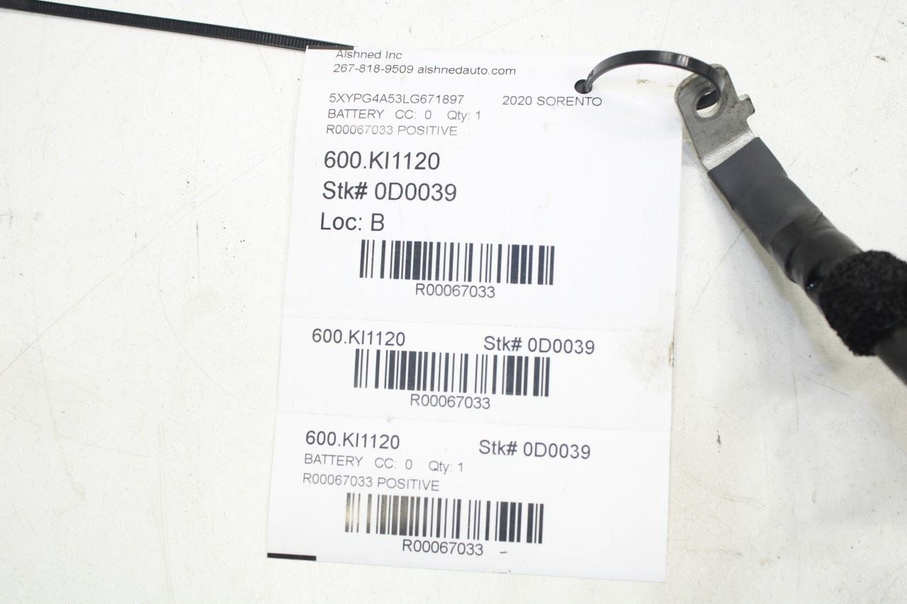 2015-20 Kia Sorento LX 3.3L FWD Positive Battery Cable Wire Harness 91851-C6710 - Alshned Auto Parts