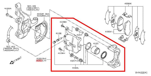 2014-2020 Nissan Rogue SV AWD Front Left Side Brake Disc Caliper 41011-4BT0A OEM - Alshned Auto Parts