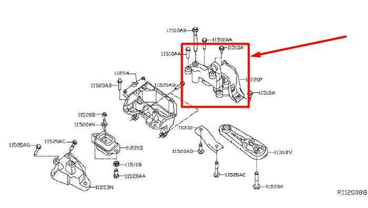 14-19 Nissan Sentra SV 1.8L FWD Right Engine Mount Insulator Bracket 11210-5UD0A - Alshned Auto Parts