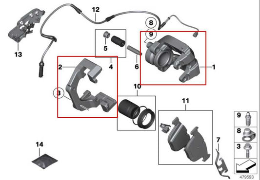 2010-15 BMW 750Li xDrive Rear Right and Left Side Brake Disc Caliper 34216786832 - Alshned Auto Parts