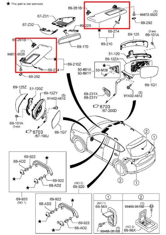 2018-23 Mazda CX-9 Grand Touring Front Right and Left Sun Visor w/ Mirror *ReaD* - Alshned Auto Parts
