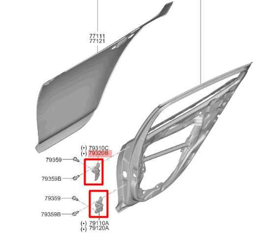 18-23 Kia Stinger GT1 Rear Right Side Door Hinge Upper and Lower 79420-F6000 OEM - Alshned Auto Parts