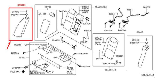 19-20 Nissan Altima SL Rear RH Side 2nd Row Seat Bolster 88610-6CC0A OEM *ReaD* - Alshned Auto Parts