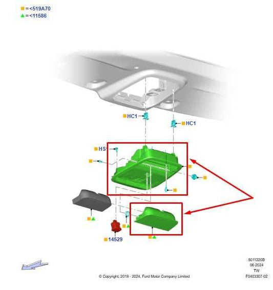 20-25 Ford Explorer Front Overhead Console Dome Light Lamp LB5Z-78519A70-DAG OEM - Alshned Auto Parts
