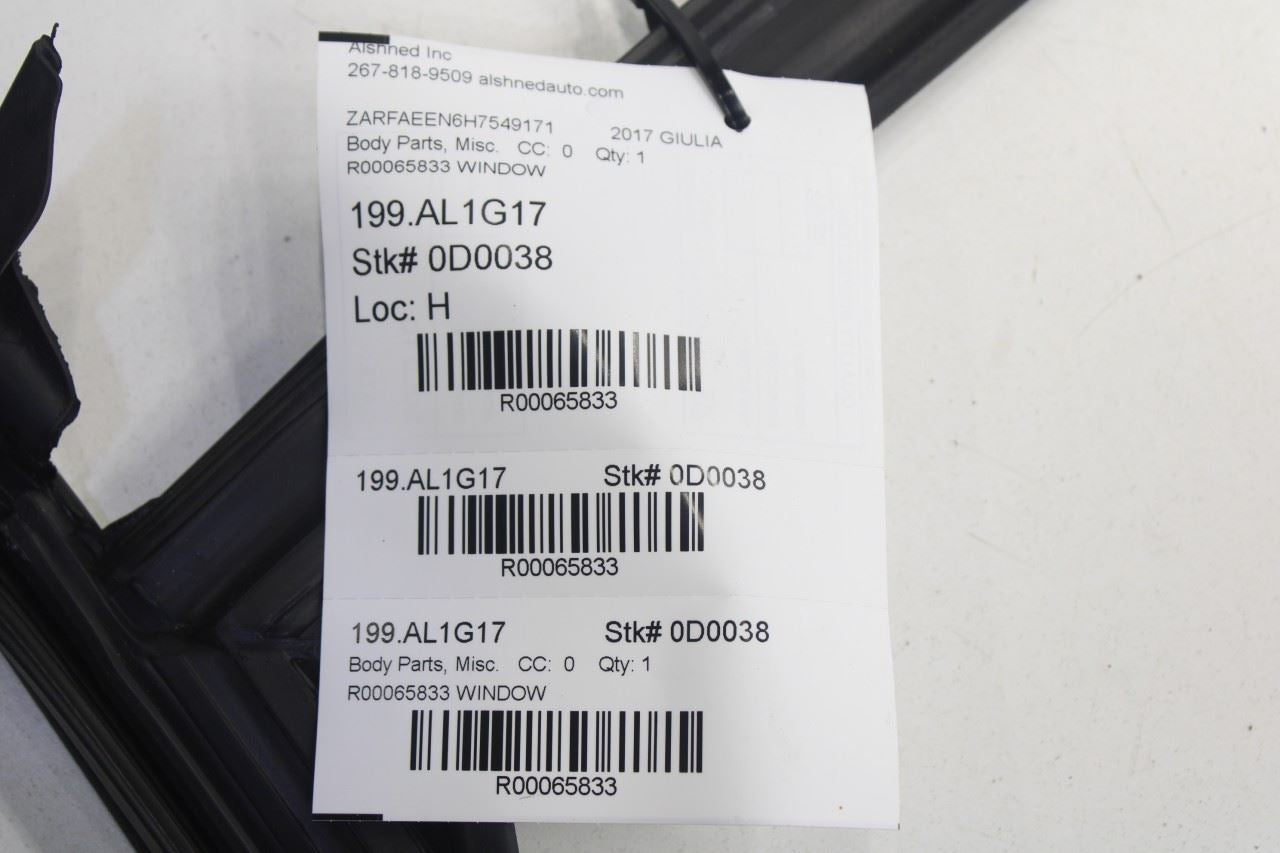 17-20 Alfa Romeo Giulia Ti AWD Rear Left Upper Door Window Weatherstrip Molding - Alshned Auto Parts